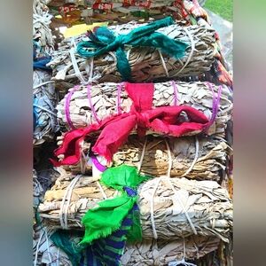 MEDIUM SAGE BUNDLES!!!!Decorative Sage Bundles with Colorful Ribbons.